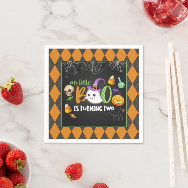 Unser kleiner Boo dreht zwei (schwarze) Party Napk Serviette (Beispiel)