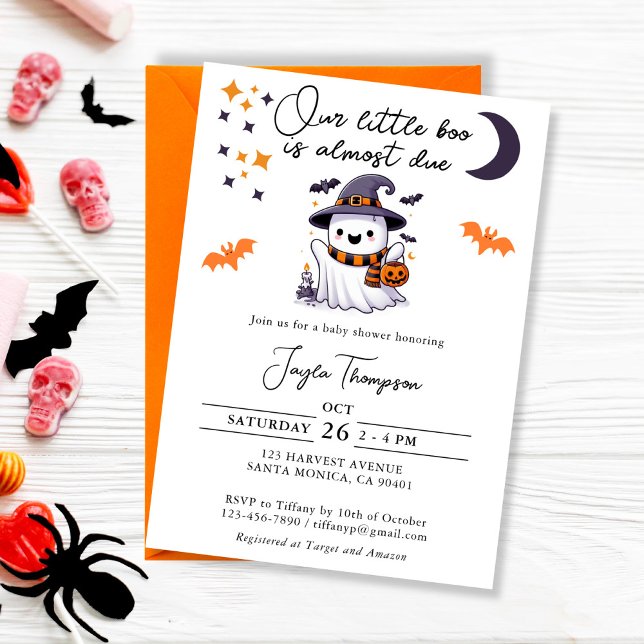 Unser kleiner Boo ist fast die richtige Babydusche Einladung (A little boo is almost due invitation)