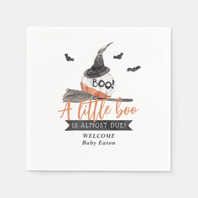 Unser kleiner Boo ist fast gerade wegen Halloween- Serviette (Vorderseite)