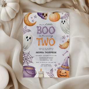 Unser kleiner Boo wird zwei Halloween Geburtstag Einladung