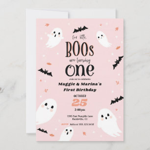 Unser kleiner Boos rosa ZwillingsHalloween erster  Einladung