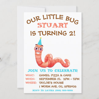 Unser kleiner Bug, Erdwurm, Wurm Birthday Party Einladung
