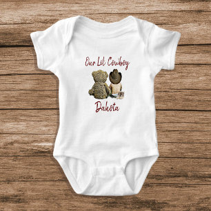 Unser kleiner Cowboy personalisiertes Baby Boy Strampler