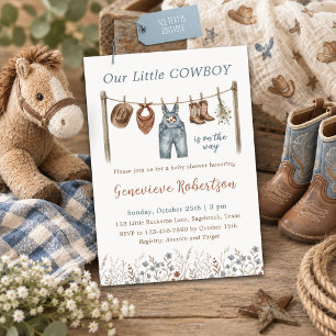 Unser kleiner Cowboy Vintage Western Baby Shower Einladung