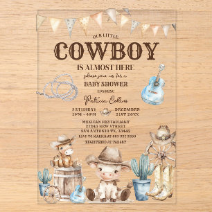 Unser kleiner Cowboy Wild West 1. Geburtstag Kaktu Acryleinladungen