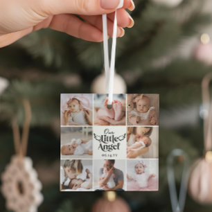Unser kleiner Engel Neugeborenen-Baby-Foto-Raster- Ornament Aus Glas