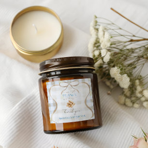 Unser kleiner Erdnussjunge Blau Gingham Babyshower Quadratischer Aufkleber