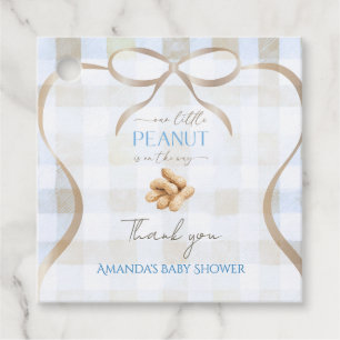 Unser kleiner Erdnussjunge Blau kariertes Babyshow Geschenkanhänger