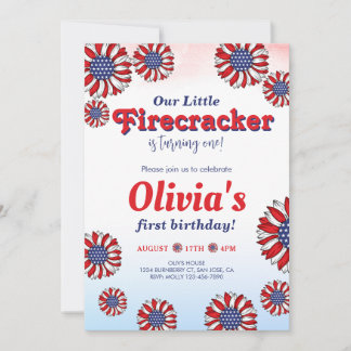 Unser kleiner Firecracker 1. Geburtstag Einladung