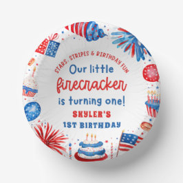 Unser kleiner Firecracker 4. Juli 1. Geburtstag Pappteller