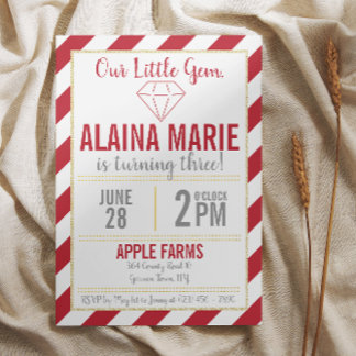 Unser kleiner Gem Ruby Gold Glitzer zum Geburtstag Einladung