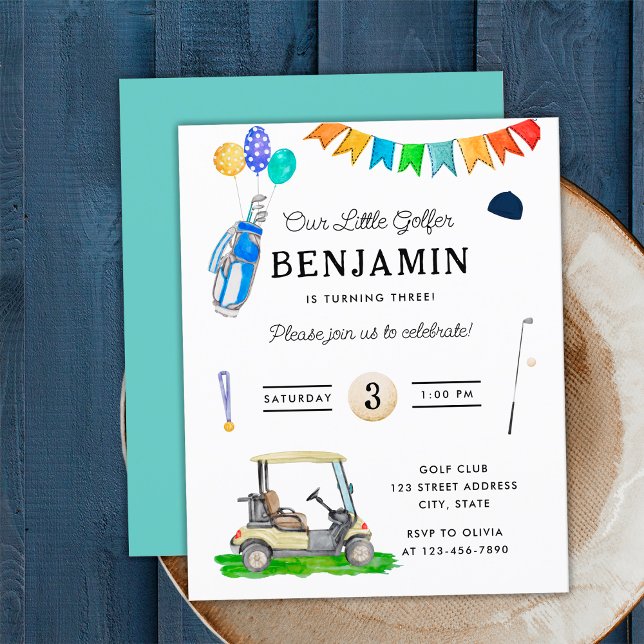Unser kleiner Golfer Blue Cart Golf zum Geburtstag (Front and Back)