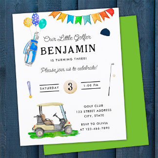 Unser kleiner Golfer Green Kids Golf Geburtstag Flyer