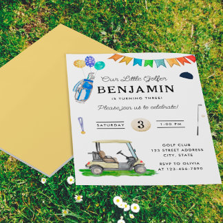 Unser kleiner Golfer Yellow Kids Golf Geburtstag Flyer