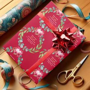Unser kleiner Kürbis 1. Geburtstag Grüner Kranz Ro Geschenkpapier
