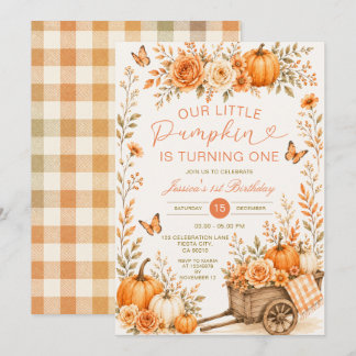 Unser kleiner Kürbis 1. Geburtstag Herbst Floral Einladung