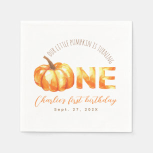 Unser kleiner Kürbis Herbst Aquarell erster Geburt Serviette