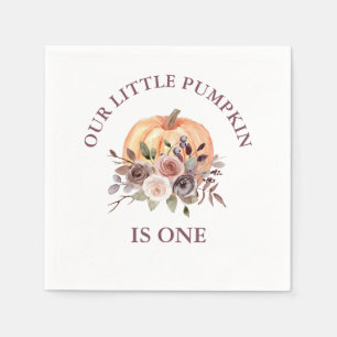 Unser kleiner Kürbis Herbst floral erster Geburtst Serviette