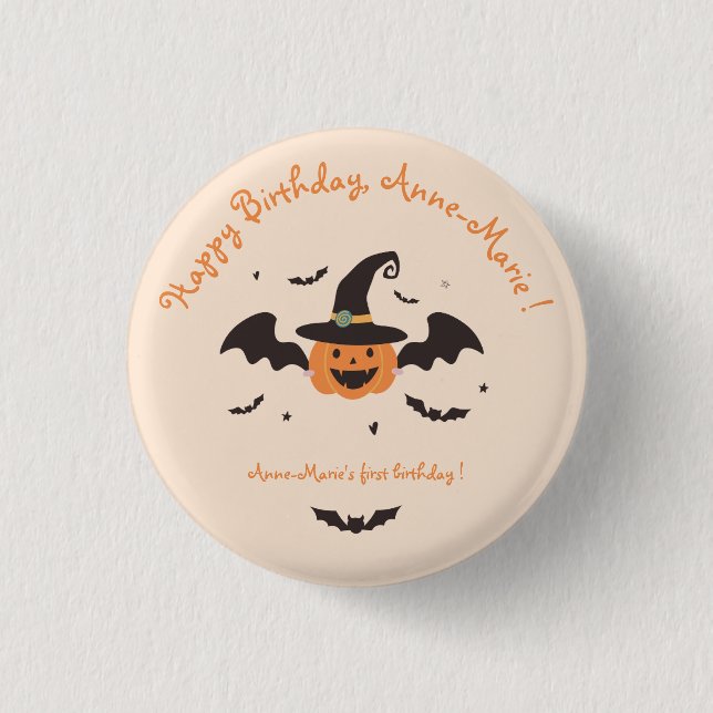 Unser kleiner Kürbis macht einen Geburtstag Button (Vorderseite)
