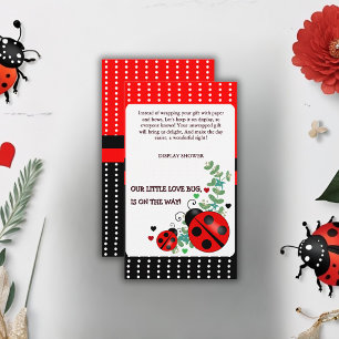 Unser kleiner Love Bug Rot-Schwarze Babyparty Begleitkarte