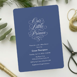 Unser kleiner Prinz Minimal Script Baby Shower Bla Einladung