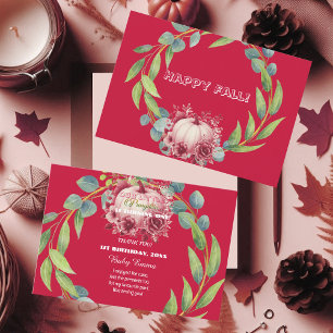 Unser kleiner Pumpkin 1. Geburtstag grüner Kreider Dankeskarte