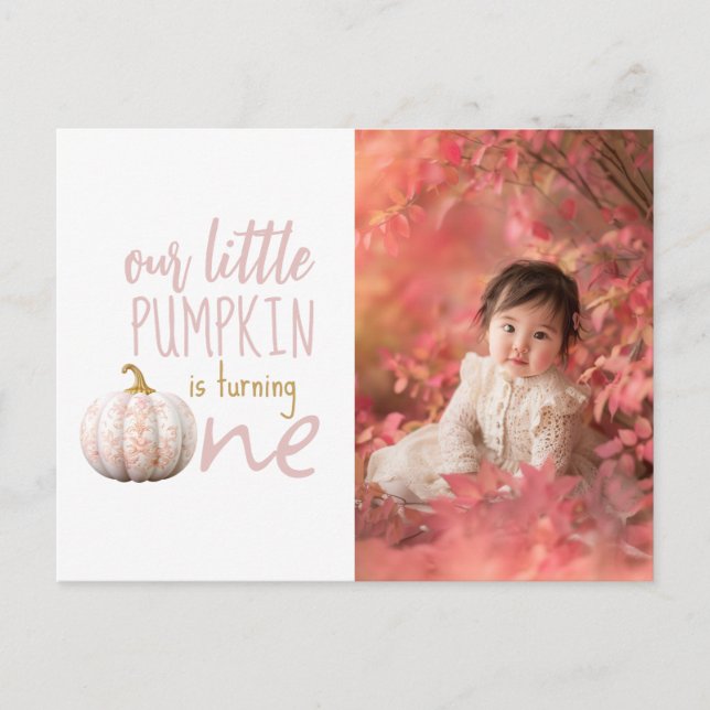 Unser kleiner Pumpkin 1. Geburtstag Postkarte (Vorderseite)