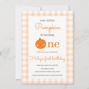 Unser kleiner Pumpkin 1. Orange Herbst Erster Gebu Einladung