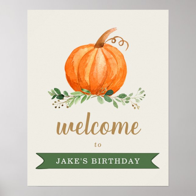 Unser kleiner Pumpkin Geburtstag Gunst Willkommens Poster (Vorne)