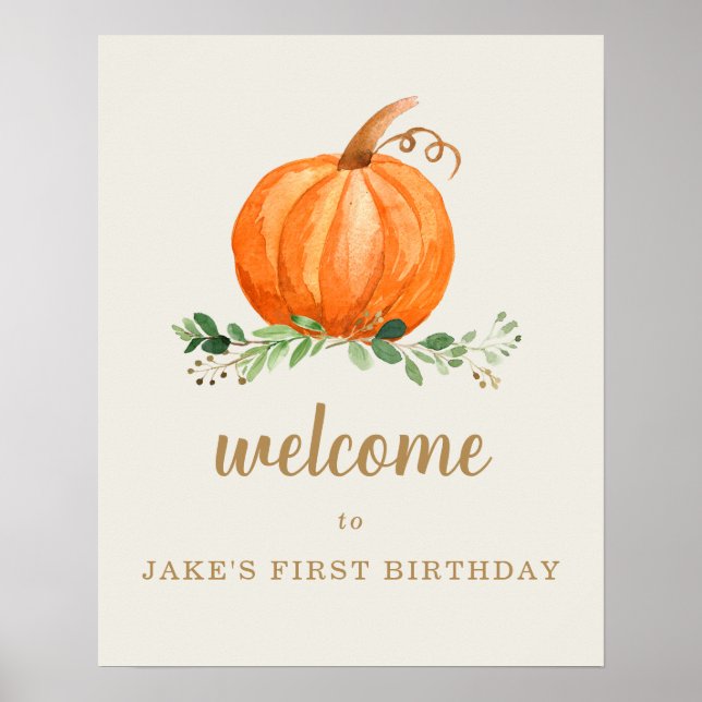 Unser kleiner Pumpkin Geburtstag Gunst Willkommens Poster (Vorne)