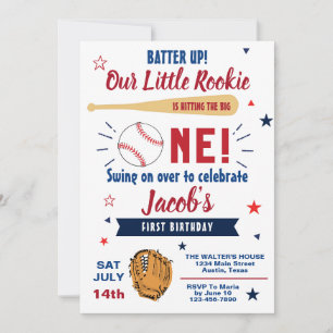 Unser kleiner Rookie Baseball-Geburtstag Einladung