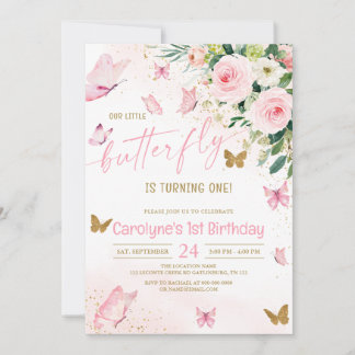 Unser kleiner Schmetterling rosa Bläsertag Einladung