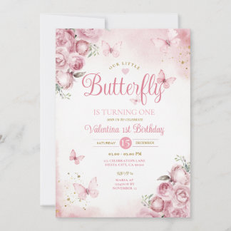 Unser kleiner Schmetterling verwandelt eine rosa B Einladung