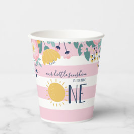 Unser kleiner Sonnenschein, Blume, rosa Streifen z Pappbecher