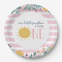 Unser kleiner Sonnenschein, Blume, rosa Streifen z Pappteller
