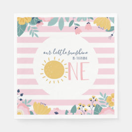 Unser kleiner Sonnenschein, Blume, rosa Streifen z Serviette