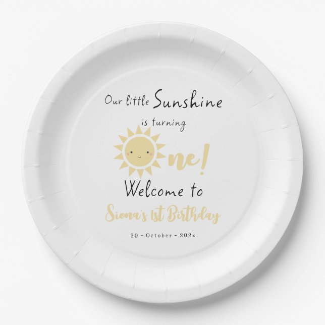 Unser kleiner Sonnenschein dreht einen Niedliche G Pappteller (Vorderseite)