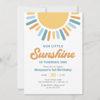 Unser kleiner Sonnenschein Junge 1. Geburtstag Einladung