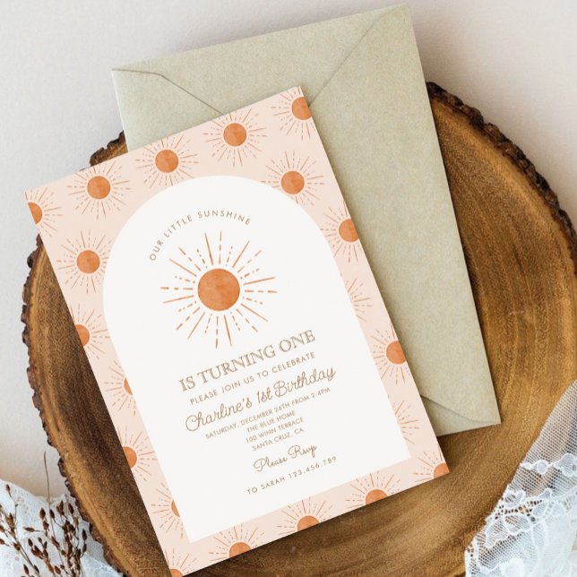 Unser kleiner Sonnenschein Retro Minimal 1. Geburt Einladung (Von Creator hochgeladen)