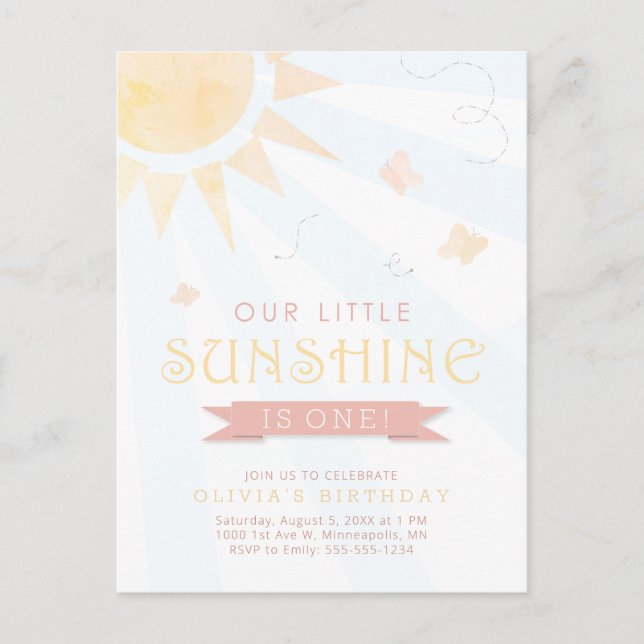 Unser kleiner Sonnenschein-Schmetterling zum Gebur Postkarte (Vorderseite)