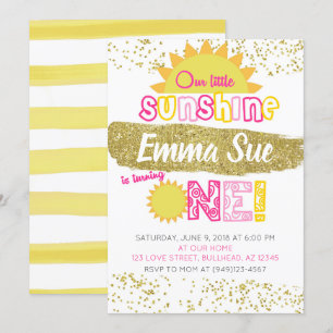 Unser kleiner Sonnenschein zum ersten Geburtstag Einladung