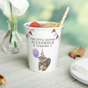 Unser kleines Biber 1. Geburtstag Party Pappbecher