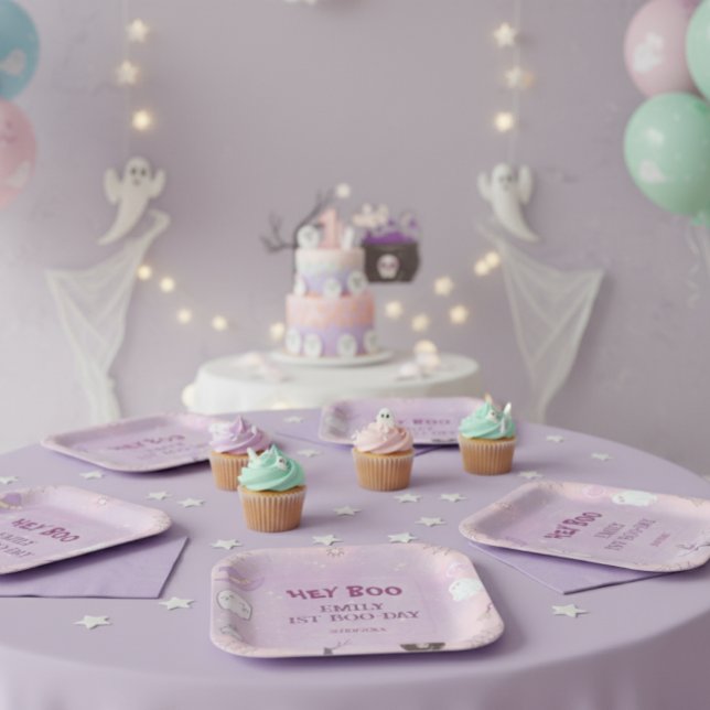 Unser kleines Boo Halloween 1. Geburtstag Pappteller (Von Creator hochgeladen)