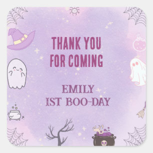 Unser kleines Boo Halloween 1. Geburtstag Quadratischer Aufkleber