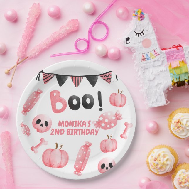 Unser kleines Boo Pink Girl Halloween 2. Geburtsta Pappteller (Party)