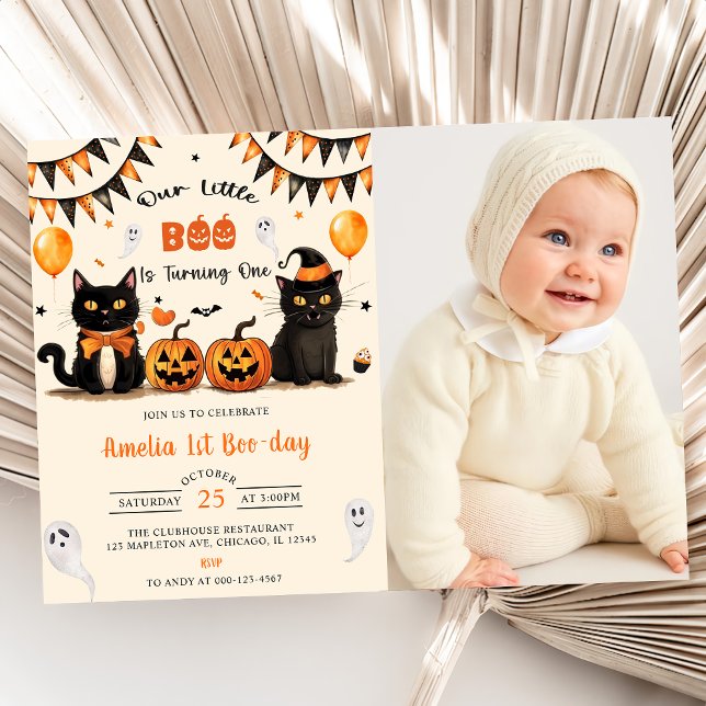 Unser kleines Boo-Turning Black Cat Halloween-Foto Einladung (Von Creator hochgeladen)