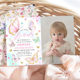 Unser kleines Butterfly-Rainbow-Girl zum Geburtsta Einladung