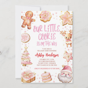 Unser kleines Cookie Pink Weihnachtsmädchen Kinder Einladung