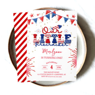 Unser kleines Firecracker 1. Geburtstag Party Einladung