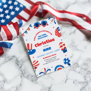 Unser kleines Firecracker 1. Geburtstag Party Einladung